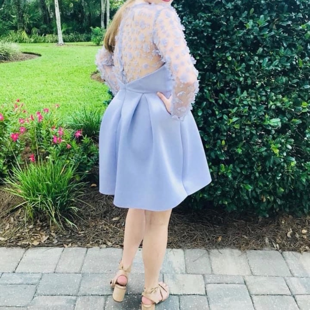 Lavender ASOS Sheer Sleeve Scuba Cocktail Dress 10